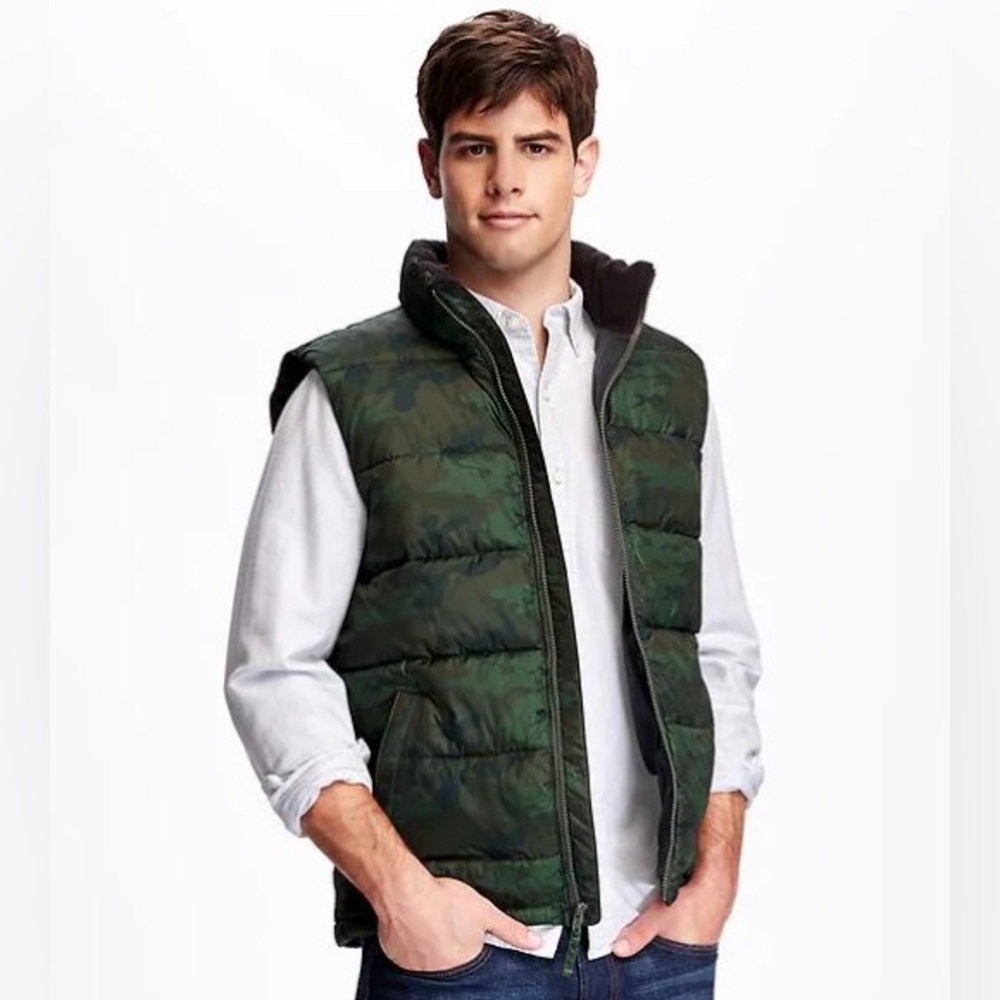 Old Navy Puffer Quilted Camo Vest Zip Up |Size XL